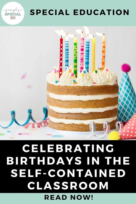 Birthdays are so much fun to celebrate in elementary school! In my self contained special ed classroom, it is the perfect time to work on social skills and life skills. With my visual schedule, I add the class party time. I decorate the birthday student’s desk. We discuss birthdays during the morning meeting and what they like to do on their special day. My special ed students love playing birthday bingo. A great writing activity is to write birthday notes to their classmate. Birthdays In The Classroom, Classroom Birthdays, Task Box Ideas, Birthday Bingo, Birthday Notes, Fine Motor Centers, Special Education Lesson Plans, Morning Meeting Ideas, Basic Life Skills