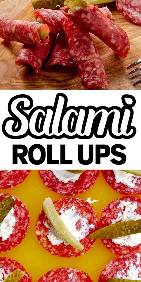 Salami Pickle Cream Cheese Roll Ups, Salami Cream Cheese Roll Ups Pickle, Salami Pickle Roll Ups, Quick Appetizers Last Minute Cold, Salami Roll Ups, Savory Gluten Free, Snacks Savory, Salami Rolls, Pickle Roll Ups