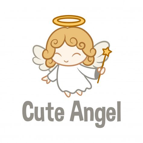 Cartoon cute angel character mascot logo Premium Vector | Premium Vector #Freepik #vector #logo #christmas #vintage #baby Angel Illustration Cute, Angel Character, Angel Cartoon, Angel Vector, Angel Illustration, Character Mascot, Drawing Lessons For Kids, New Year Pictures, Cute Angel