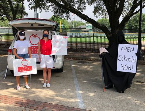 Grim Reapers Join Protesting "Karens" Who Want To Send Their Kids Back To School | Bored Panda Ty Cobb, School Reopen, Should Have Known Better, Buster Posey, Funny Picture, Very Tired, The Grim, Going Back To School, Felt Hearts