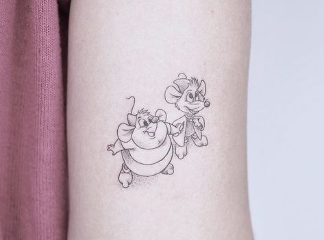 Disney Pair Tattoos, Disney Gus Gus Tattoo, Jaq And Gus Tattoo, Simple Cinderella Tattoo, Lumiere And Cogsworth Tattoo, Cinderella Jaq And Gus Tattoo, Cinderella Pumpkin Tattoo, Gus Gus Tattoo Cinderella, Cinderella Mice Tattoo