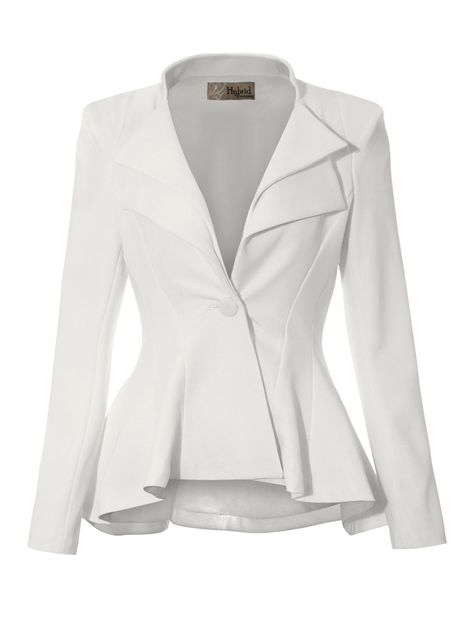 Hybrid & Company Women Double Notch Lapel Office Blazer - Walmart.com White Peplum, Business Chic, Lapel Blazer, Peplum Styling, Professional Wardrobe, Peplum Styles, Loose Fitting Tops, Small Dress, Business Attire