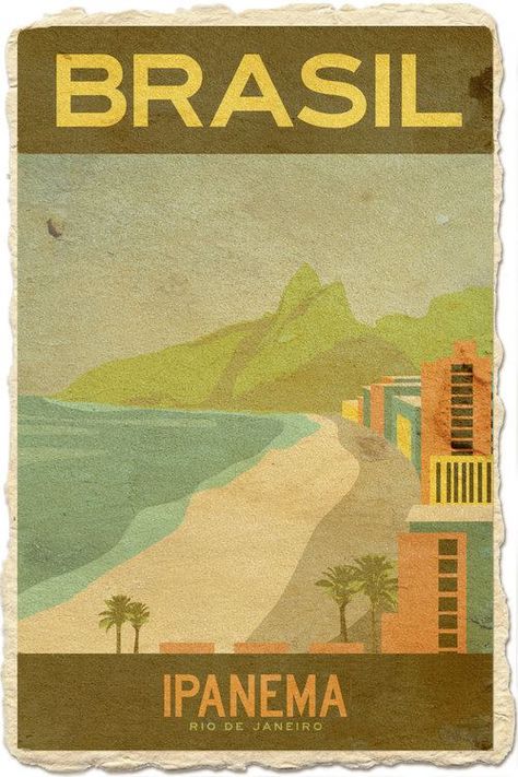 Tourism Poster, Railway Posters, Brazil Travel, Retro Travel Poster, Beach Posters, Poster Ads, Style Travel, Old Style, Poster Vintage