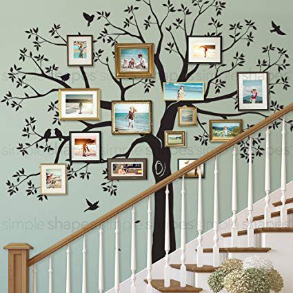 Photo Gallery Wall, Wall Decora, Tree Blossom, Wall Inspiration, Staircase Wall, Roots And Wings, Family Tree Wall Decal, Tree Decals, Living Wall Decor