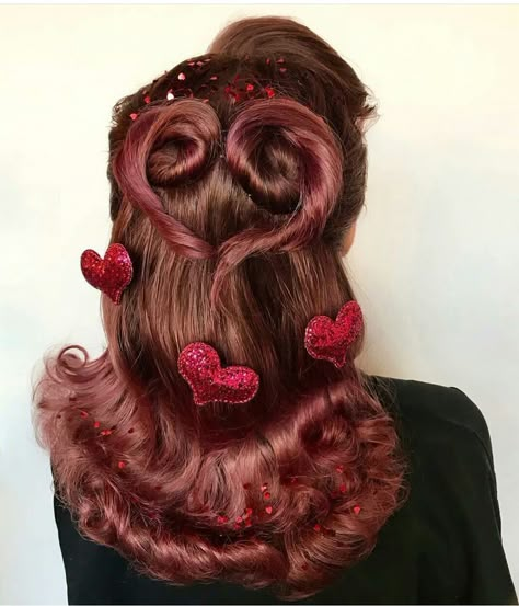 Valentines Hairstyles, Valentine Hair, Day Hairstyles, Peinados Fáciles Para Cabello Corto, Heart Hair, Wedding Hair Down, Wedding Forward, Hairstyles Wedding, Cool Hair