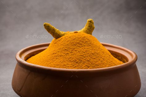 Organic Haldi or Turmeric powder spice pile in a bowl with whole, selective focus by stockimagefactory. Organic Dry turmeric or Haldi powder also known as curcuma longa linn, selective focus #Sponsored #spice, #pile, #bowl, #powder Spice Photography, Haldi Powder, Spices Photography, Healthy Nutrition Plan, Dark Food Photography, Animation Videos, Brown Spots Removal, Turmeric Powder, Graphics Animation