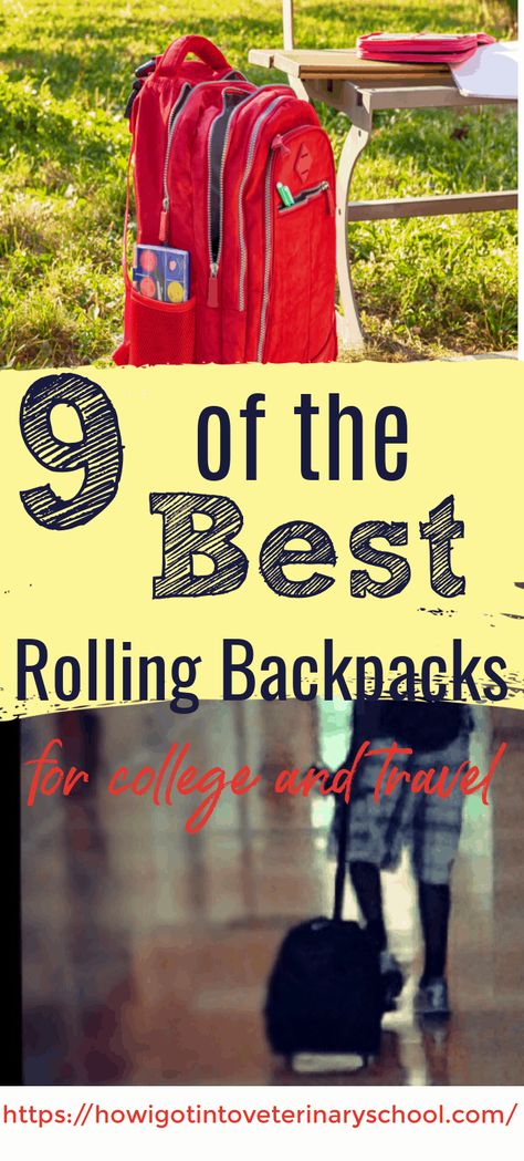 Do you want to find the best rolling backpack for college students? We know how difficult it can be to choose a new bag. That’s why we’ve researched and tested every single one on the market so that you don’t have to! Our team has put together this guide with all our favorite backpacks, along with some helpful tips about what makes each one unique. #backpackwithwheels #rollingbackpack #collegetips via @veterinaryschool Back-to-school Laptop Backpack, Cheap Functional College Backpack, Back To School Laptop Backpack For On-the-go, Rolling Backpacks For School, Backpack Hacks, Backpacks For College, Rolling Laptop Bag, Backpack For College, Kids Rolling Backpack