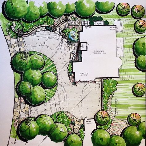 A beautiful property on the hill. Designing to optimize the view of the mountains in the distance. #SWH #landarch #landscapearchitecture #design #drawing #art Landscape Design Drawings, Landscape Architecture Drawing, Urban Landscape Design, Garden Design Plans, Landscape Design Plans, Architecture Drawing Art, Landscape Plans, Architectural Drawing, Landscape Drawings