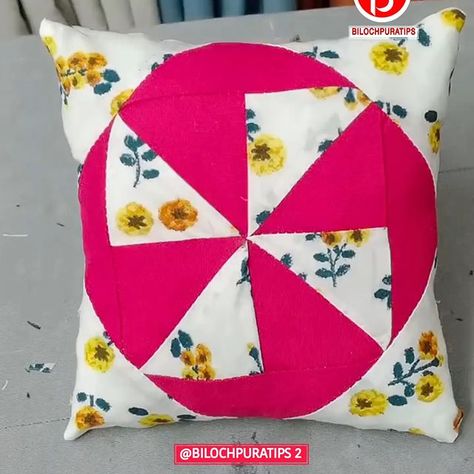 Rihan | How to Make Patchwork Pillow Tutorial Follow my page Instagram @bilochpuratips2 Follow my page Facebook… | Instagram Page Instagram, Follow My Page, Pillow Tutorial, Patchwork Pillow, Bag Sewing, November 23, Page Facebook, Quilt Block Tutorial, Handmade Hat