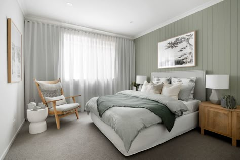 Grey Vj Panelling Bedroom, Mint Grey Bedroom, Sage Green Vj Panelling Bedroom, Green Vj Panelling Bedroom, Bedroom Ideas With Grey Carpet, Grey Feature Wall Bedroom, Vj Panelling Bedroom, Vj Panelling, Vanity Ideas Bedroom