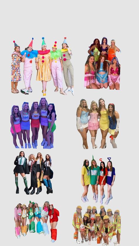 Cute Halloween Costumes 4 Friends, Cute Halloween Costumes For 7 People, Quadruplet Costume Ideas, Halloween Ideas For Four People, Group Costume Ideas 4 People, Stunt Group Themes Costumes, Three Friends Costumes Halloween, Four Halloween Costumes Group Of, Halloween Costumes Friends Group Of 5