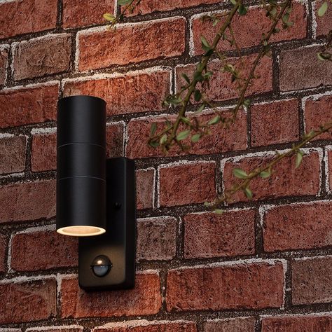 IP44 PIR Up/Down Wall Light in Black Garden Wall Lights, Up Down Wall Light, Bulkhead Light, Light Ideas, Motion Detector, Outdoor Flush Mounts, Outdoor Sconces, Outdoor Wall Lantern, Outdoor Light