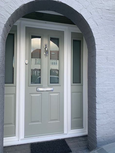 Amazing, Ludlow Solidor with composite side panels. Painswick Green by Wright Glazing Official Installer Composite Front Doors With Side Panels, Front Doors With Side Panels, Painswick Front Door, Composite Doors With Side Panels, Solidor Ludlow, Front Door With Side Panels, Grey Front Door, Composite Front Doors, Timber Front Door