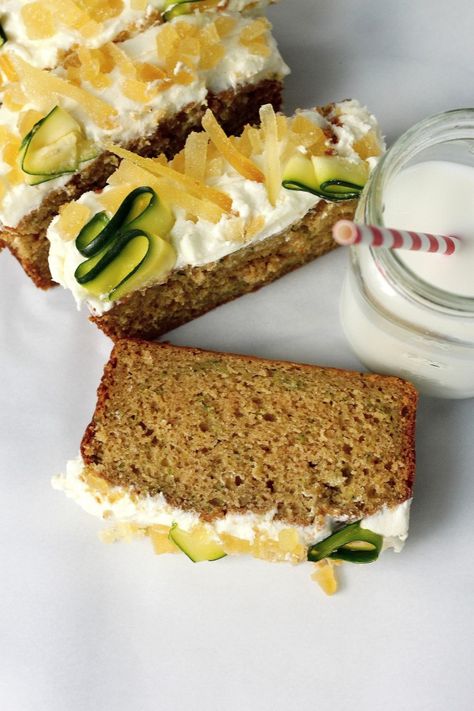 Brown Butter Zucchini Bread with Orange Blossom Ginger Buttercream Ginger Buttercream, Butter Zucchini, Zucchini Desserts, Veggie Desserts, Baker By Nature, Smores Cake, Zucchini Blossoms, Zucchini Bread Recipes, Tasty Kitchen