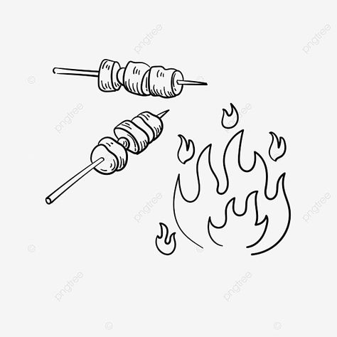 Barbecue Drawing, Bar Drawing, Barbecue Skewers, Rat Drawing, Meat Skewers, Food Tattoos, Mouthwatering Food, Cartoon Tattoos, Lanterns Decor