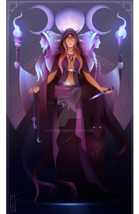 Hecate ~ Greek Mythology by Yliade on DeviantArt Greek Goddess Of Magic, Greek Goddess Art, Hecate Goddess, Greek Pantheon, Greek Mythology Gods, Greek Gods And Goddesses, Greek And Roman Mythology, Greek Mythology Art, Roman Mythology