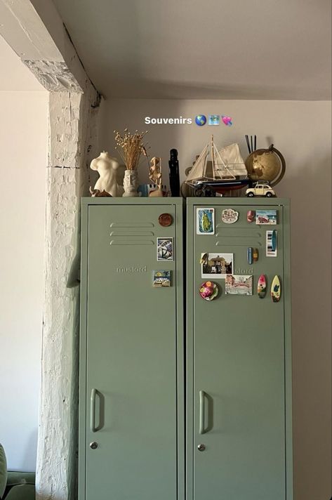 Bedroom With Lockers, Locker In Room, Locker In Bedroom Aesthetic, Locker In Bedroom, Extra Bathroom Storage, Aesthetic Rooms, Dreamy Room, Room Makeover Inspiration, Cute Room Decor