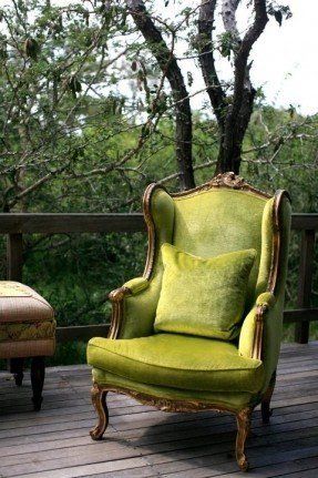 French Victorian wing back tufted chair with a beautiful wood Thinking Chair, Tuscany Style, Love Chair, French Victorian, Tufted Chair, French Chairs, Green Chair, Green Decor, Beautiful Chair