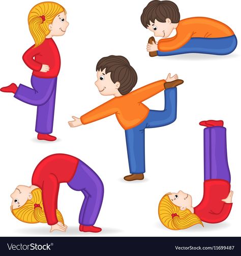 Yoga Cartoon, Preschool Gymnastics, Exercise Images, Transition Activities, Physical Activities For Kids, Kids Worksheets Preschool, Baby Yoga, Action Cards, Drawing Exercises