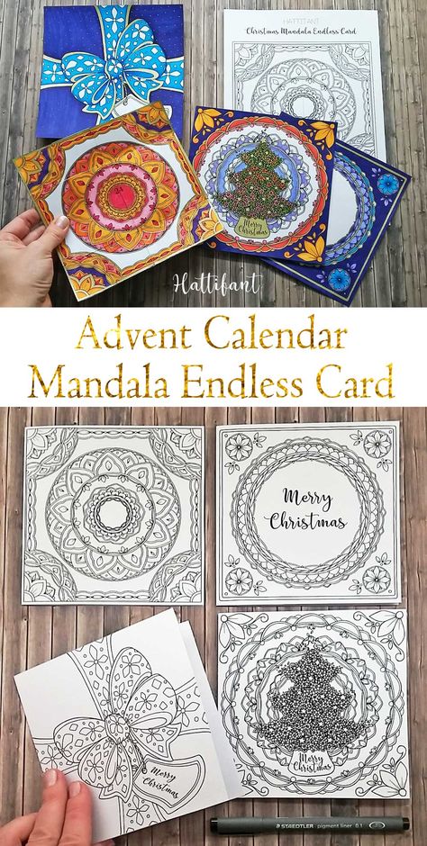 Hattifant's Christmas Advent Calendar Mandala Endless Card Bundle Endless Card, Coloring Page Christmas, Advent Scripture, Coloring Pens, Beautiful Coloring Pages, Xmas Color, Christmas Mandala, Calendar 2017, Christmas Countdown Calendar