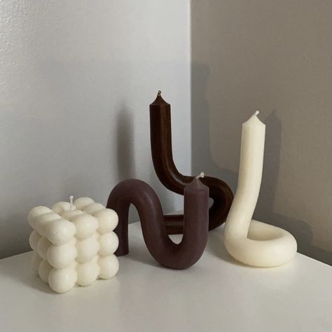 Aestethic Candles, Bedroom Decor Candles, Pinterest Candles, Bendy Candles Aesthetic, Wavy Candles, Bubble Candle Aesthetic, Bendy Candle, Bubble Cube Candle, Bendy Candles