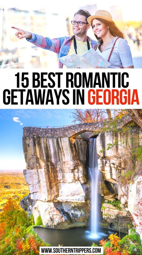 15 Best Romantic Getaways In Georgia Romantic Anniversary Trips, Weekend Getaways In The South, Places To Visit In Georgia, Things To Do In Georgia, Georgia Getaways, Weekend Getaway Ideas, Couples Trip, Things To Do In Atlanta, Best Romantic Getaways