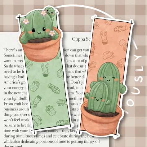 2 bookmarks printed with my original illustrations! Available individually or as a set, one of each design. A perfect gift for yourself or a friend who loves reading! These bookmarks are also available to purchase individually! - Designed and made in the UK - Each bookmark is 6.5 inches in length - Printed on uncoated 300gsm card with a beautiful finish           - If you choose the laminated option I use high quality matte lamination sheets leaving the bookmarks with a beautifully silky finish Bookmarkers Ideas, Cute And Simple Bookmarks, Cute Bookmark Ideas, Green Bookmark Design, Bookmark Illustration, Cactus Bookmark, Cute Animal Bookmarks, Disney Bookmarks, Plant Bookmark