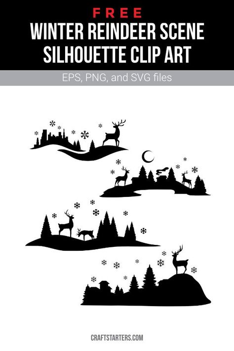 Christmas Clip Art Free, Winter Reindeer, Christmas Clip Art, Clip Art Free, Idee Cricut, Silhouette Clip Art, Free Cut Files, Kids Room Design, Png Transparent