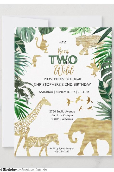 Boys Safari Two Wild Birthday Invitation Birthday Zoo Theme, Two Wild Birthday Party Boy, Two Wild Birthday Party, Two Wild Birthday, Birthday Party Boy, Zoo Theme, Wild Birthday Party, Two Wild, Party Boy