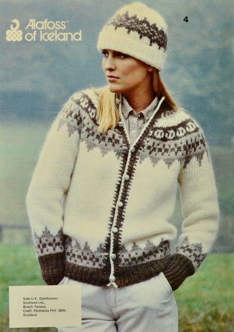 Vintage 1980s Alafoss Lopi Cardigan and Hat Knitting Pattern  - Booklet No 2 Knitting Needle Conversion Chart, Chunky Jacket, Ladies Knitting Patterns, Vintage Knitting Patterns, Knitting Books, Pdf Knitting Pattern, Hat Knitting Patterns, Cardigan Sweaters For Women, Jacket Pattern