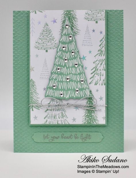 Stampin Up Whimsical Trees, Papercraft Christmas Cards, Whimsical Trees, Whimsical Christmas Tree, Christmas Party Backdrop, Whimsical Christmas Trees, Christmas Tree Card, Unique Christmas Cards, Tree Stamp