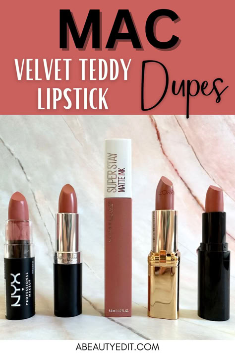 MAC Velvet Teddy Lipstick Dupes Mac Teddy Lipstick, Velvet Teddy Mac Lipstick, Mac Warm Teddy, How To Choose Lipstick Color, Mac Nude Lipstick Shades, Best Mac Lipstick Colors, Mac Velvet Teddy Lipstick, Mac Angel Lipstick, Velvet Teddy Mac