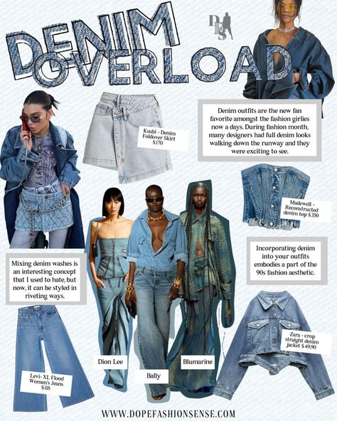 Denim trends 2022 for the winter season and fall season. These denim outfits and denim trends are perfect pieces for your fashion closet. Denim Collection Inspiration, Denim Mood Board Fashion, Denim Fashion Aesthetic, Streetwear Fashion Brands, Denim Sketch, Denim Festival, Streetwear Denim, Deconstructed Denim, 90s Denim Fashion