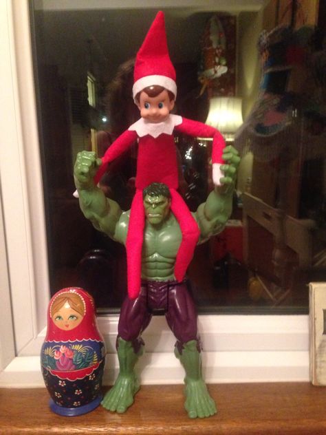 Hulk Smash. This was one of the kids favourites. Pretty simple really. Awesome Elf On The Shelf Ideas, Elf Fun, Hulk Smash, Elf Ideas, Shelf Ideas, The Elf, Favorite Child, Christmas Elf, Kids Stuff