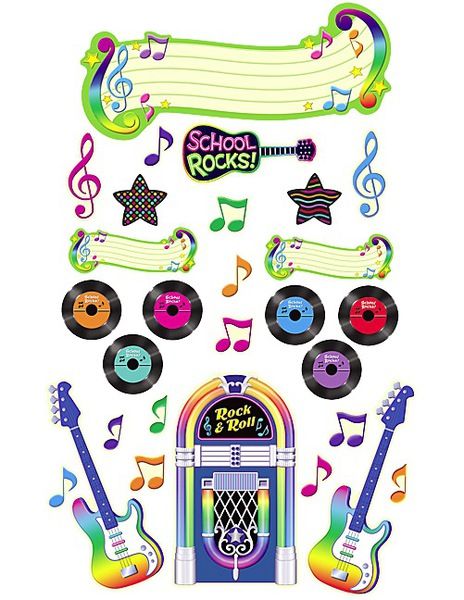 School Rocks Bulletin Board Display Set Classroom Door Ideas, Rock Star Theme, Music Bulletin Boards, Music Classroom Decor, Stars Classroom, Teacher Bulletin Boards, Class Theme, School Displays, Bulletin Board Sets