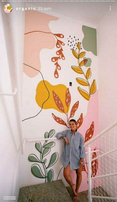 Wall Murals Diy, Interior Murals, Diy Wall Painting, Wall Painting Decor, Wall Murals Painted, Soyut Sanat Tabloları, Wall Paint Designs, Ideas Living Room, Painted Wall