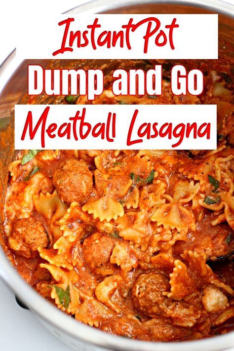 Instant Pot Dump and Go Meatball Lasagna is a perfect dinner on those nights when you need dinner fast! This 8 ingredient pasta dish is faster than take out