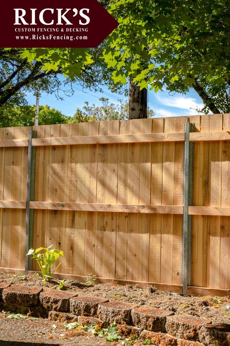 When building your fence, upgrade to PostMaster steel posts. Nothing is more durable or stronger. Fence Upgrade, Cedar Fencing, Port Orford Cedar, Wood Fencing, Cedar Fence, Some Questions, Wood Fence, Covered Patio, Fencing