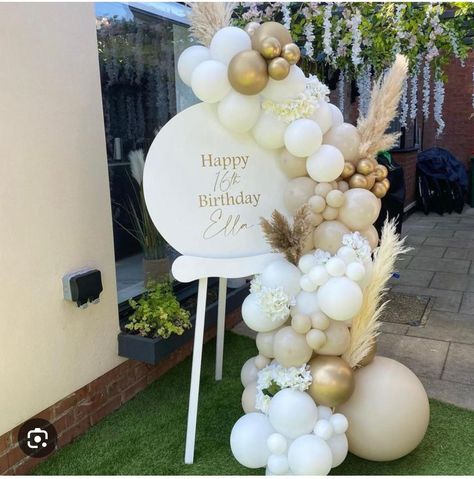 Party Balloon Arch, Birthday Garden Party, Bautizo Ideas, Birthday Party Decorations For Adults, Deco Ballon, 16th Birthday Decorations, Simple Birthday Decorations, Happy 16th Birthday, Balloon Arches