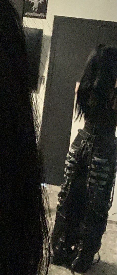 Breakcore Aesthetic Outfit, Black Aesthetic Grunge Outfit, Tripp Nyc Pants Outfit, Goth Profile Pics, Metalhead Aesthetic Outfit, Tripp Nyc Outfit, Tripp Pants Outfit, Tripp Nyc Pants, Metalhead Aesthetic