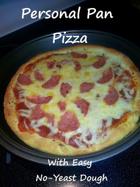 Personal Pan Pizza Recipe, Pan Pizza Dough, Pizza For One, Personal Pan Pizza, 2 Ingredient Pizza Dough, No Yeast Pizza Dough, Mini Meals, Spicy Pizza, Crustless Pizza