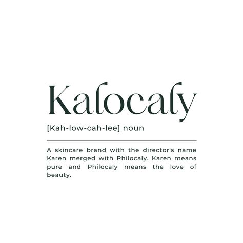 I remember talking to a colleague while at work in 2019, yes the pandemic year, about naming my company. The name I wanted to use was Philocaly - It means the love of beauty which was already trademarked by another company. So I merged my name Karen and Philocaly together. I loved the idea so much that I registered my business straight away in 2020. after a lot of thought. We would love to hear your thoughts on our skincare brand's name, Kalocaly! #SkincareBrandFeedback #ShareYourThoughts Brand Name Ideas For Skin Care, Skincare Name Ideas Skin Care, Skin Care Business Names Ideas, Skincare Brand Name Ideas, Skincare Business Name Ideas, Skincare Design, Esthetician School, Skin Care Business, Name Suggestions