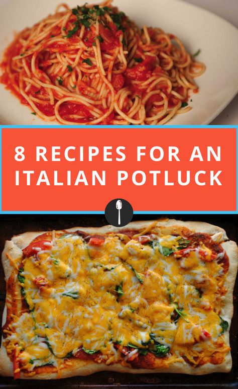 Easy Italian recipes to make for any potluck or special occasion. Easy Italian Potluck Recipes, Italian Recipes Potluck, Potluck Italian Dishes, Italian Pot Luck Ideas, Italian Potluck Dishes, Italian Potluck Recipes, Potluck Pasta Dishes, Dinner Potluck Ideas, Italian Potluck Ideas