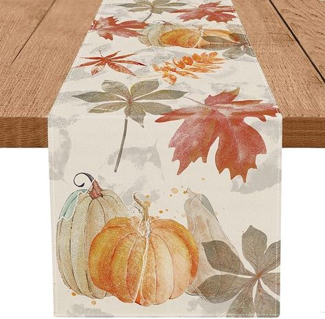 Amazon.com: Fall Table Runner Pumpkin Maple Leaf Watercolor Vintage Table Runners Seasonal Autumn Thanksgiving Harvest Home Kitchen Dining Party Decorations 13x72 Inch : Home & Kitchen Maple Leaf Watercolor, Autumn Table Runner, Thanksgiving Tablecloth, Outdoor Table Decor, Fall Table Runner, Pumpkin Table Runner, Thanksgiving Table Runner, Leaf Watercolor, Autumn Dining