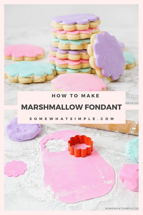 Fondant Cookies Recipe, Recipes Using Marshmallows, Easy Fondant Recipe, Personalised Cookies, Fondant Biscuits, Marshmallow Fondant Recipe, Month Cake, Fondant Tips, Decorate Cupcakes