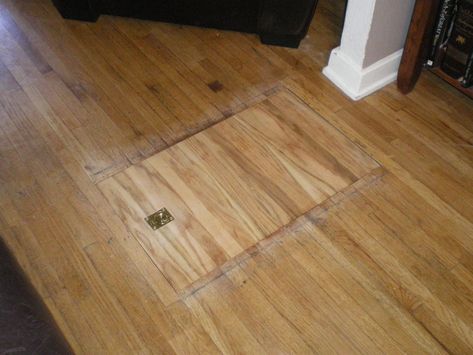 Trap Door In Floor, Trap Door Ideas, Crawl Space Access Door, Floor Hatch, Crawl Space Door, Bilco Doors, Space Door, Stash Spots, Older Houses