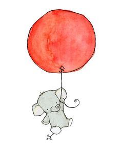 Elephants, Nurseries and Illustrations on Pinterest Tumblr Sticker, Elephant Balloon, Baby Animal Drawings, Baby Elefant, Illustration Photography, Peyton List, Orange Creamsicle, Flying High, Elephant Love