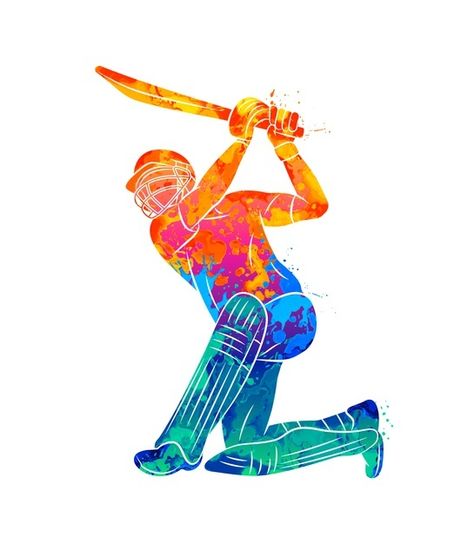 Abstract batsman playing cricket from sp... | Premium Vector #Freepik #vector #watercolor #sport #paint #splash Cricket Background, Cricket Logo Design, Cricket Game, Playing Cricket, Cricket Logo, Figure Sketches, Indian Team, Cricket Poster, Cricket (sports)