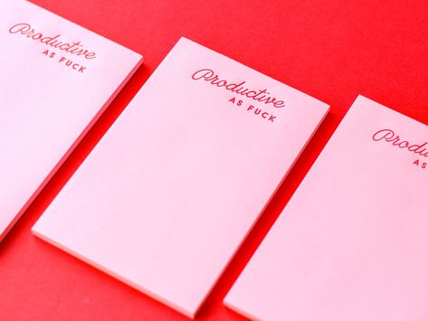 Pink Notepad, Weekly Notepad, Craft Label, Stationary Design, Pink Paper, Red Ink, Letterpress Printing, Foil Stamping, Product Ideas