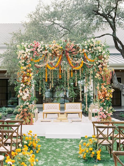 A Fusion of Indian and Vietnamese Cultures in Texas’ Hill Country Indian Floral Decor, Hindu Ceremony, Indian Wedding Inspiration, Event Solutions, Wedding Mandap, Indian Fusion Wedding, Creative Event, Fusion Wedding, Hindu Wedding